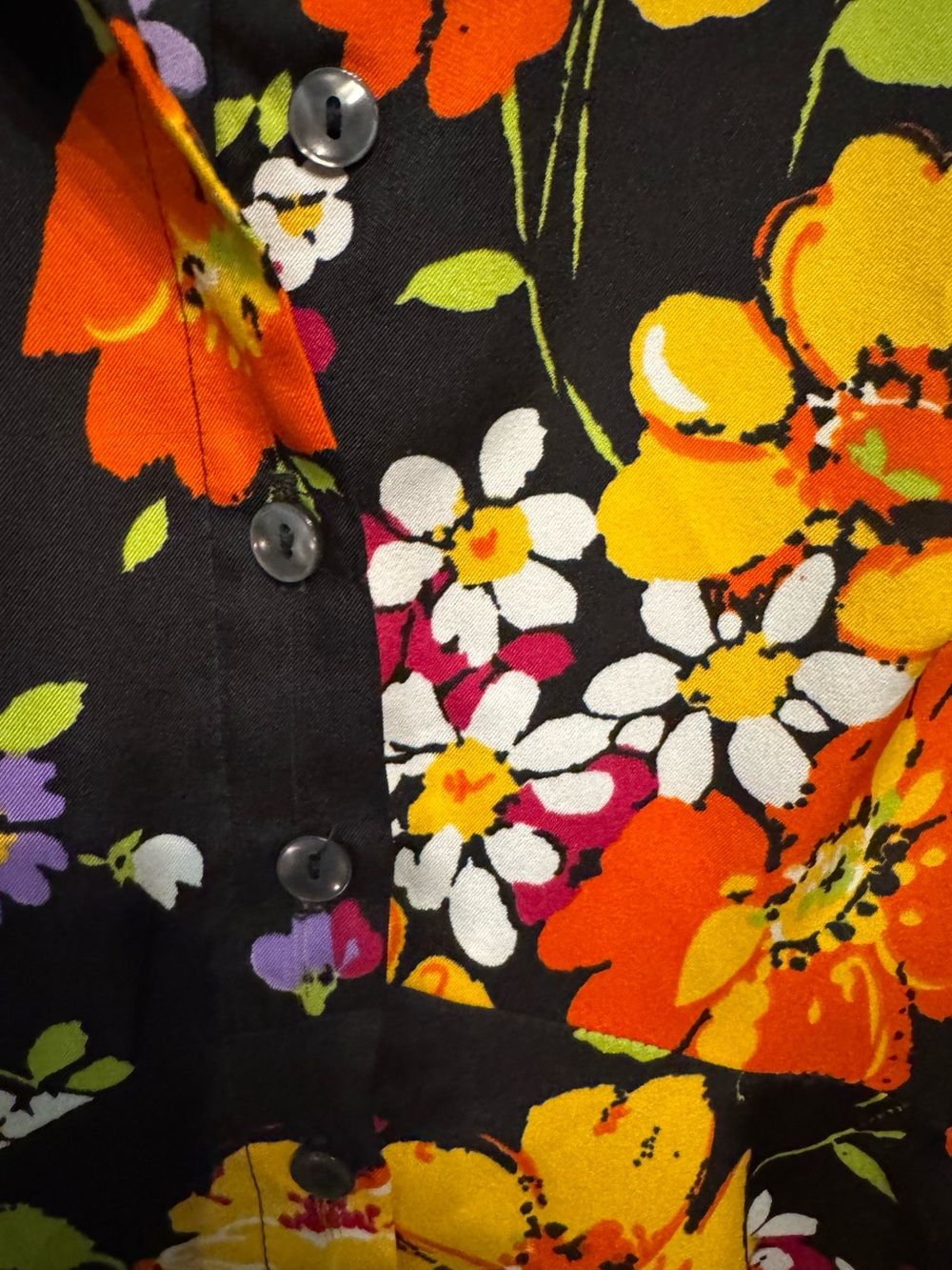Retro Vintage Floral Button-Front Fit & Mini Flare Dress Bold 70’s Style 🌺 - Picture 6 of 14